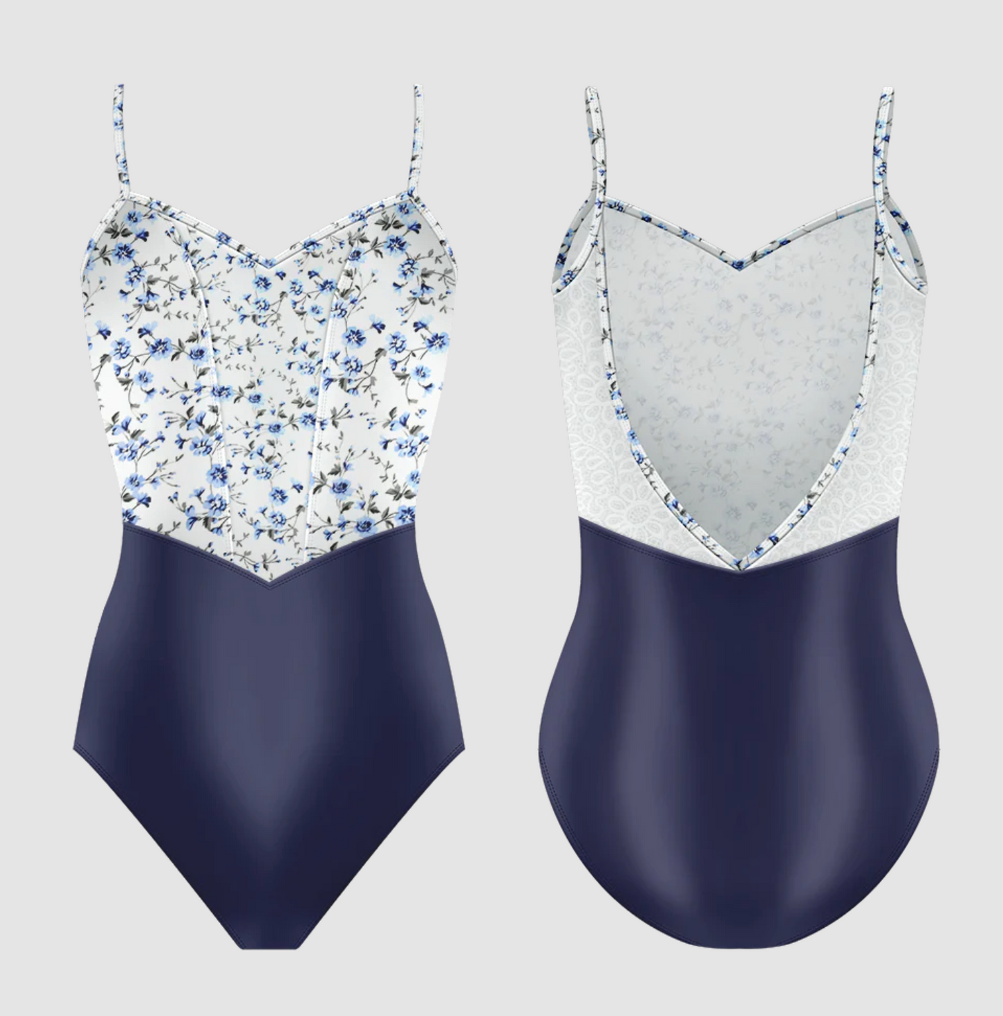Girls Chanelle Camisole Leotard in Bluebelle Print