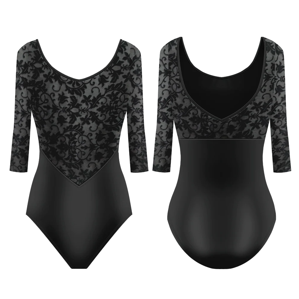 Genevieve Ricco Three Quarter Sleeve Leotard
