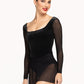 Diana Velvet Mesh Sleeve Leotard