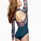 Elizabeth Mesh Sleeve Leotard - Aspire Deep Sea