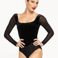 Girls Diana Velvet Mesh Sleeve Leotard