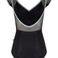 Elli Mesh Cap Sleeve Leotard - Black/Ice