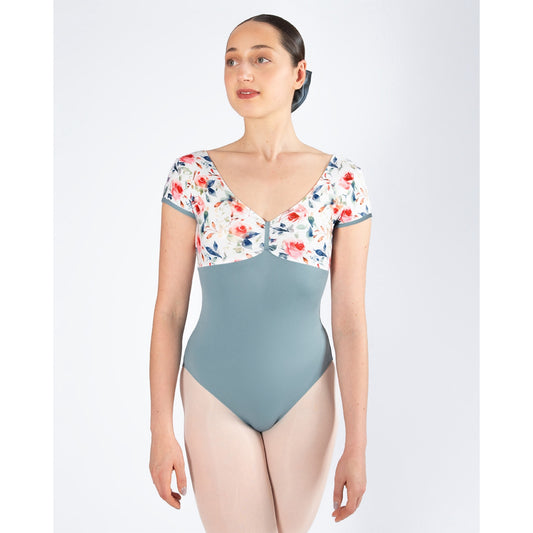 Alexandra Floral Print Cap Sleeve Leotard