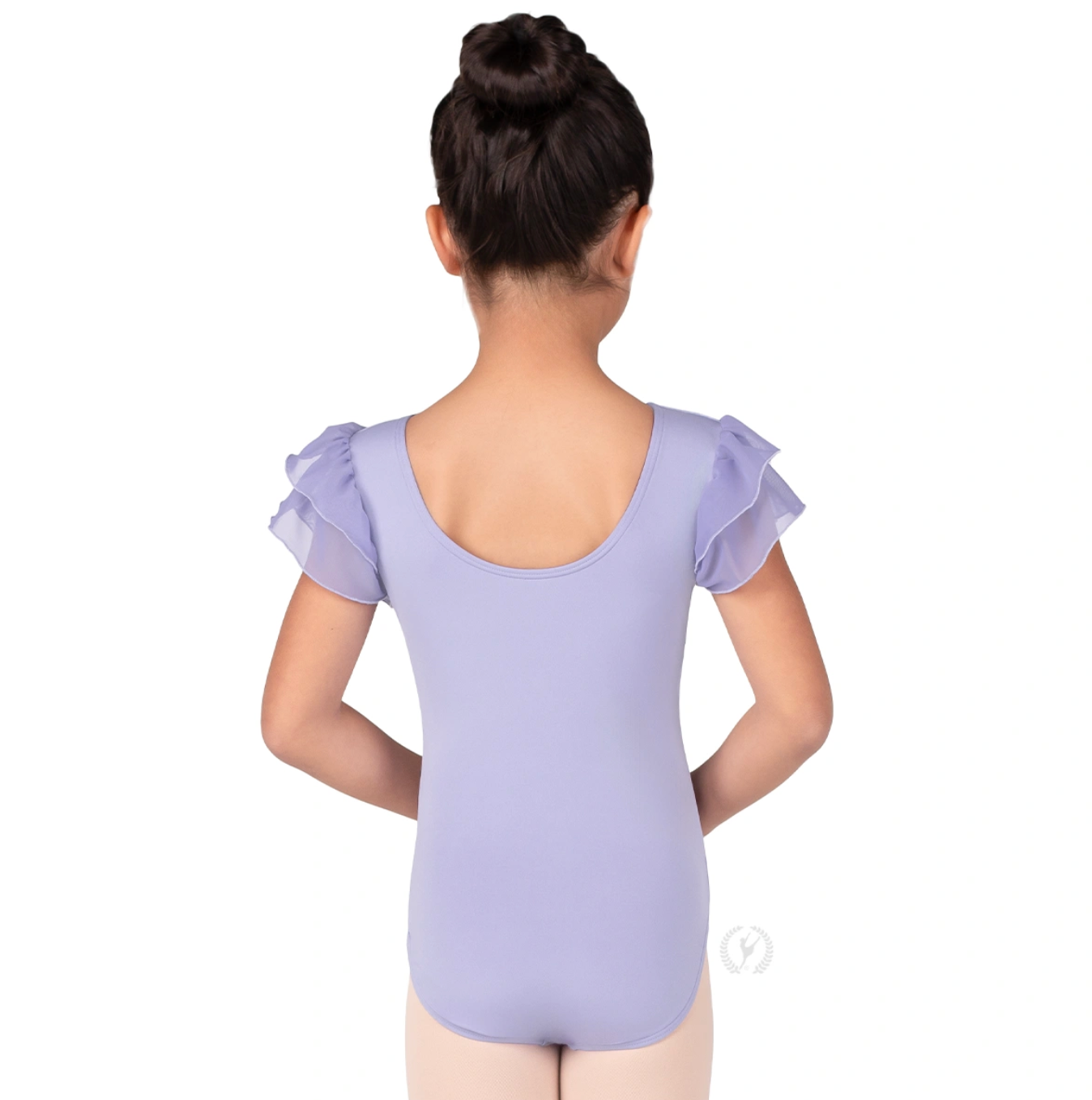 Girls Silhouette Mesh Flutter Sleeve Leotard - 4142