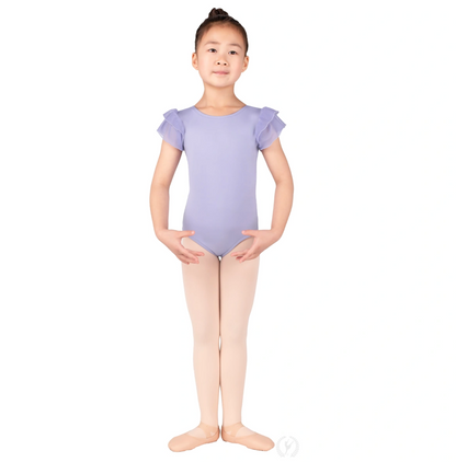 Girls Silhouette Mesh Flutter Sleeve Leotard - 4142