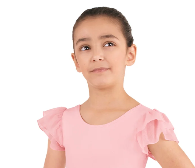 Girls Silhouette Mesh Flutter Sleeve Leotard - 4142