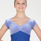 Girls Velvet Bodice Cap Sleeve Leotard - 3507