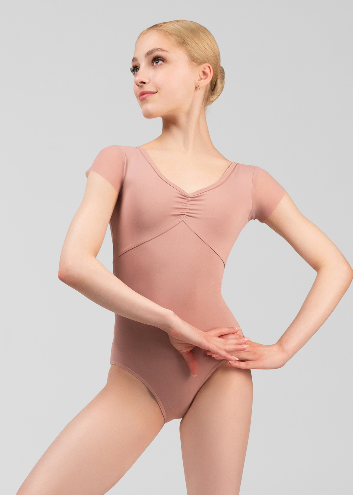 Leia Mesh Cap Sleeve Leotard