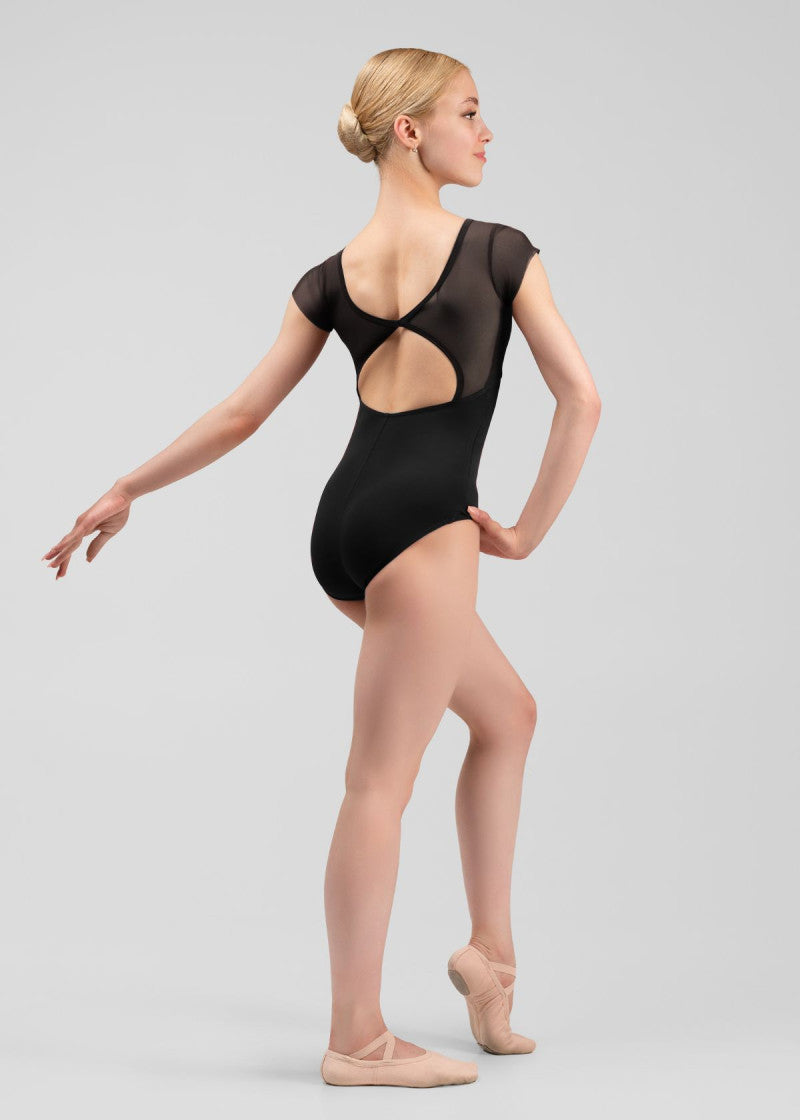 Leia Mesh Cap Sleeve Leotard