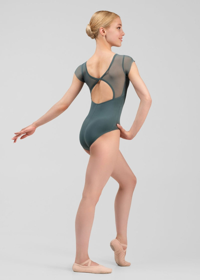 Leia Mesh Cap Sleeve Leotard