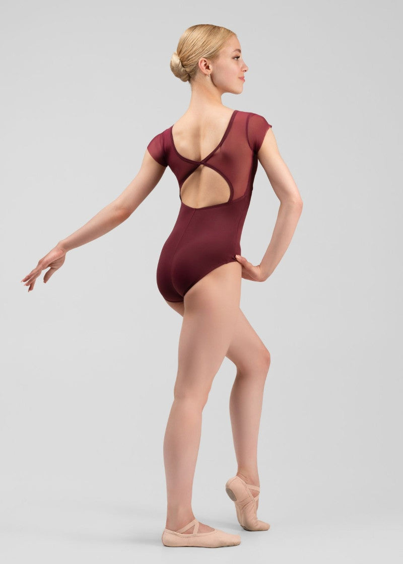 Leia Mesh Cap Sleeve Leotard