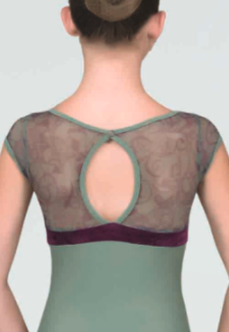 Girls Patterned Mesh Cap Sleeve Leotard - 228