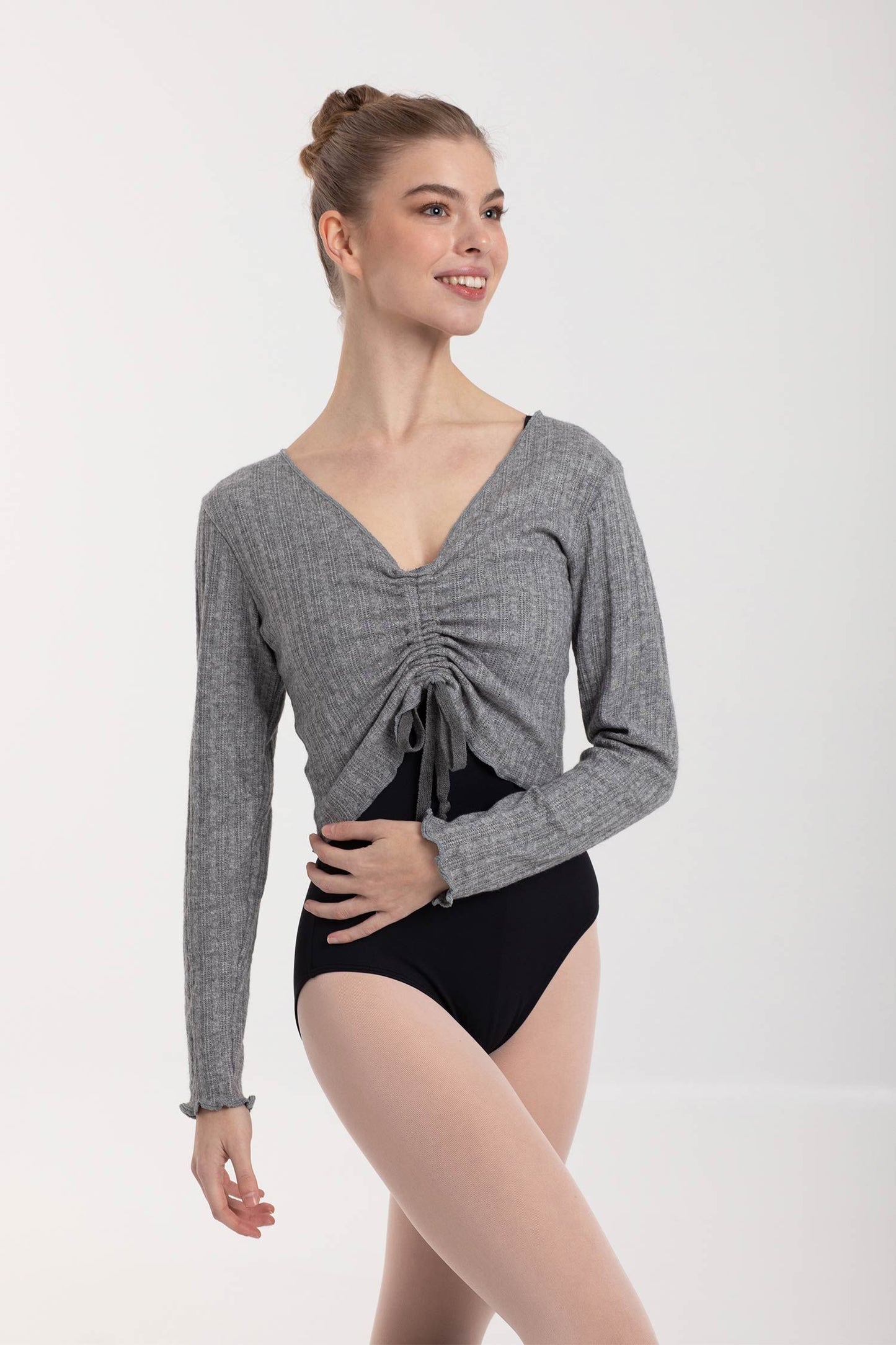 Brianna Gathered Long Sleeve Knit Top - 6598
