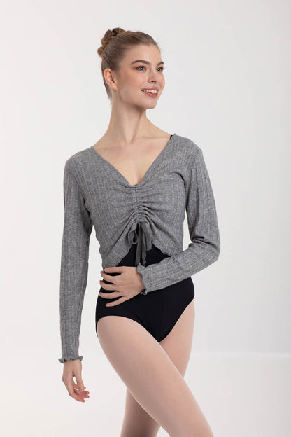 Brianna Gathered Long Sleeve Knit Top - 6598