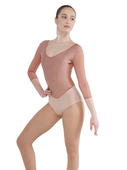 Corset Bodice Leotard with Mesh Sleeves - 292