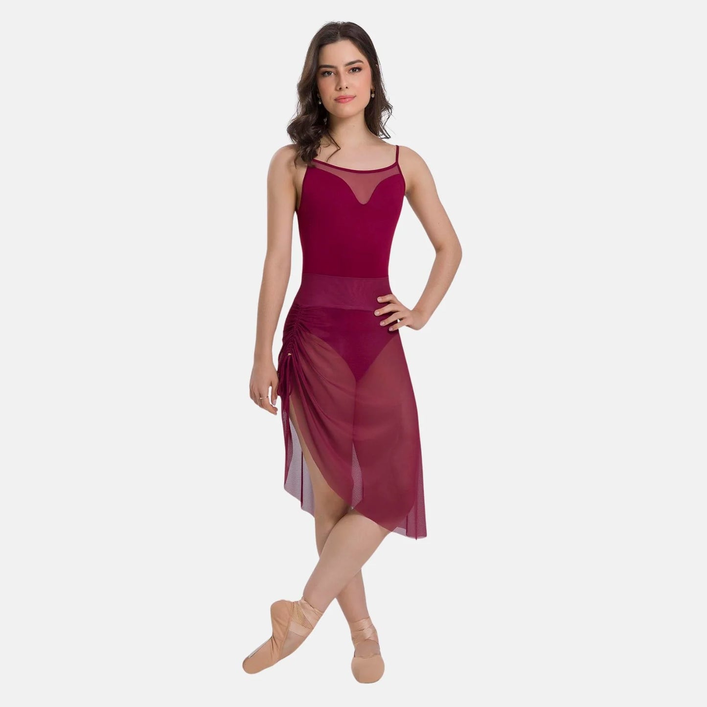 Alicia Long Ruched Mesh Skirt - BY75