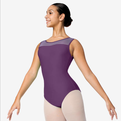 Tank Leotard with Mesh Straps and Back - SL127 Dark Purple
