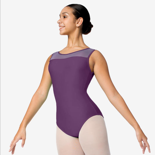 Tank Leotard with Mesh Straps and Back - SL127 Dark Purple