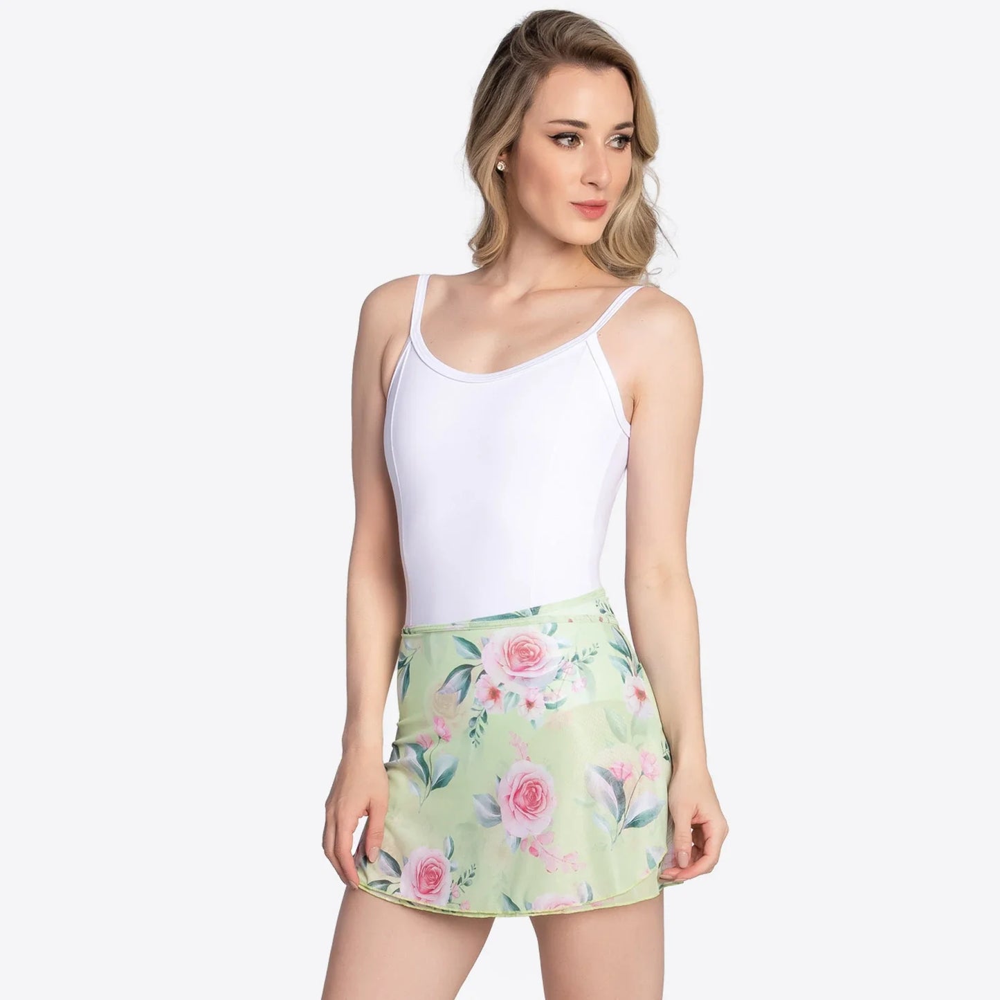 Mesh Floral Print Wrap Skirts - RDE2218 - Pear