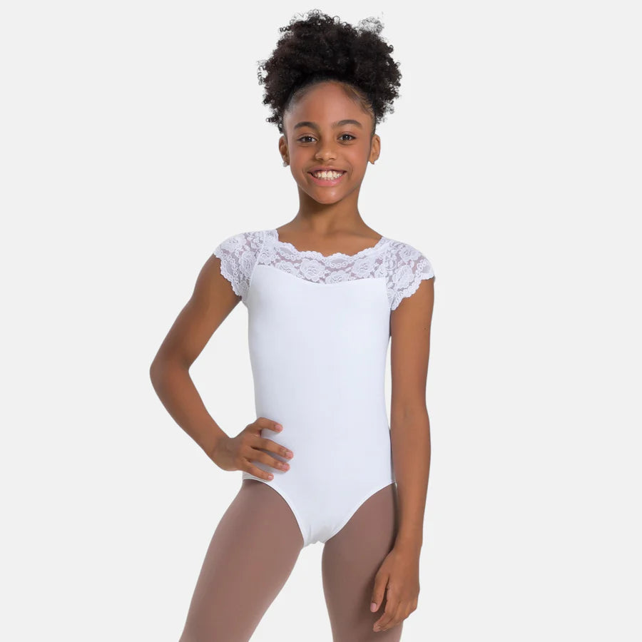 Girls Tilly Lace Cap Sleeve Leotard - SL17
