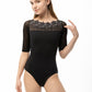 Embroidered Half Sleeve Leotard - 2579A