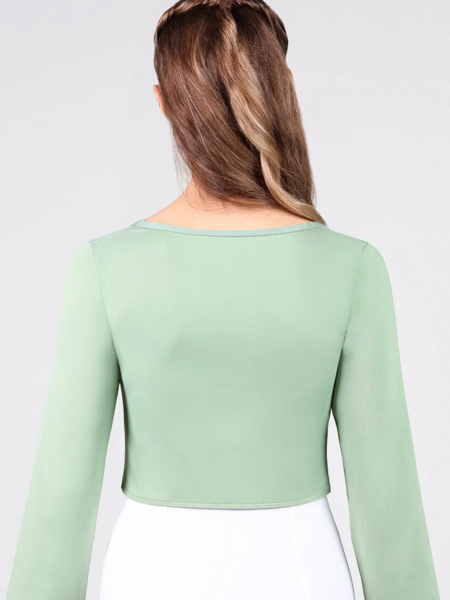 Macaron Modal Tie-Front Cropped Top - 4019A