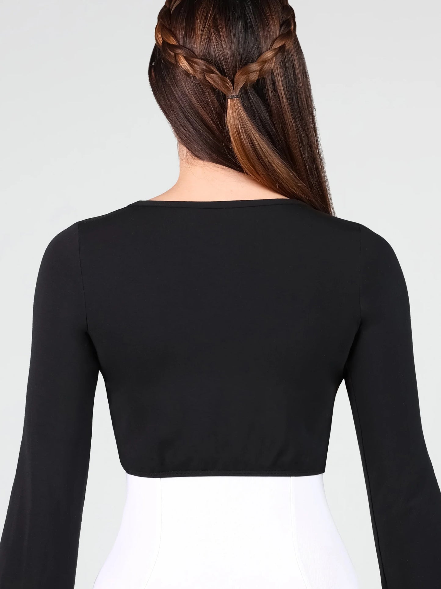 Macaron Modal Tie-Front Cropped Top - 4019A