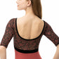 Bateau Half Sleeve Embroidered Leotard - 2567A