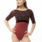 Bateau Half Sleeve Embroidered Leotard - 2567A