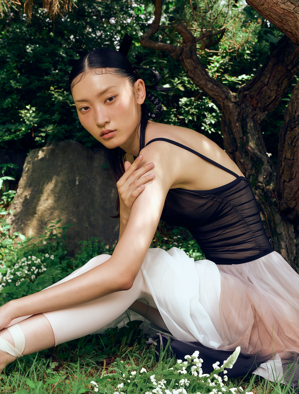 ThirdSkin Mesh-Draped Veil Camisole Leotard