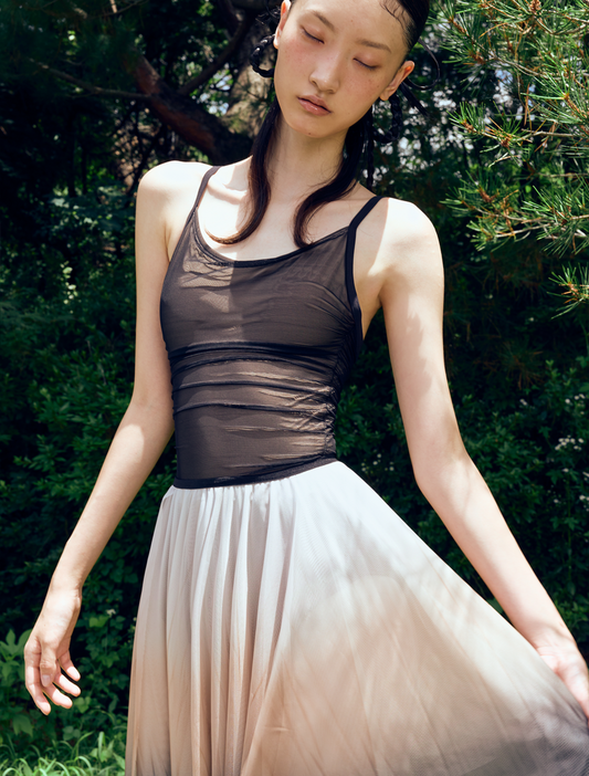 ThirdSkin Mesh-Draped Veil Camisole Leotard