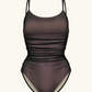 ThirdSkin Mesh-Draped Veil Camisole Leotard