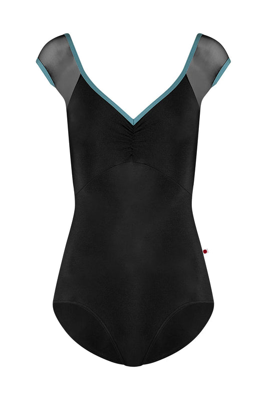 Elli Mesh Cap Sleeve Leotard - Black/Frost