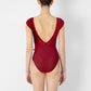 Alicia Velvet Cap Sleeve Leotard - Berry