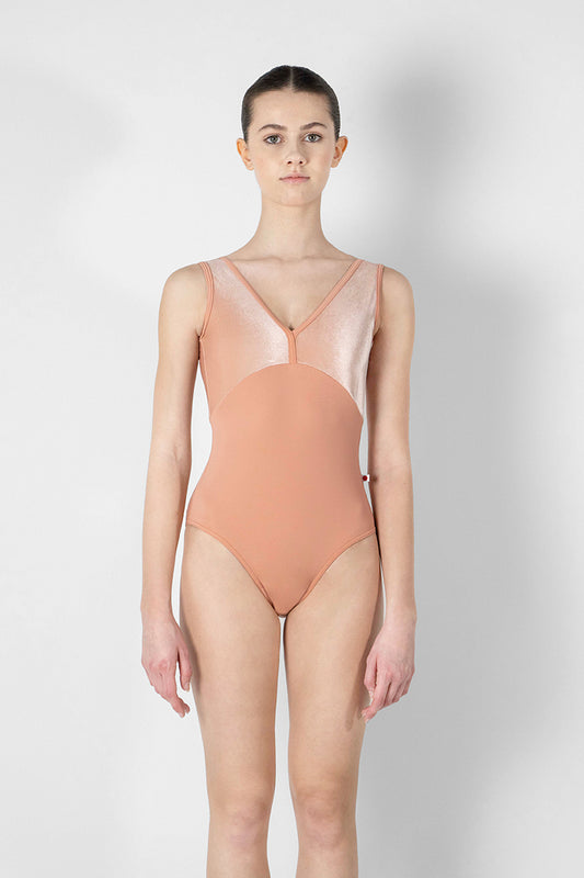 Alicia Velvet Tank Leotard - Blush