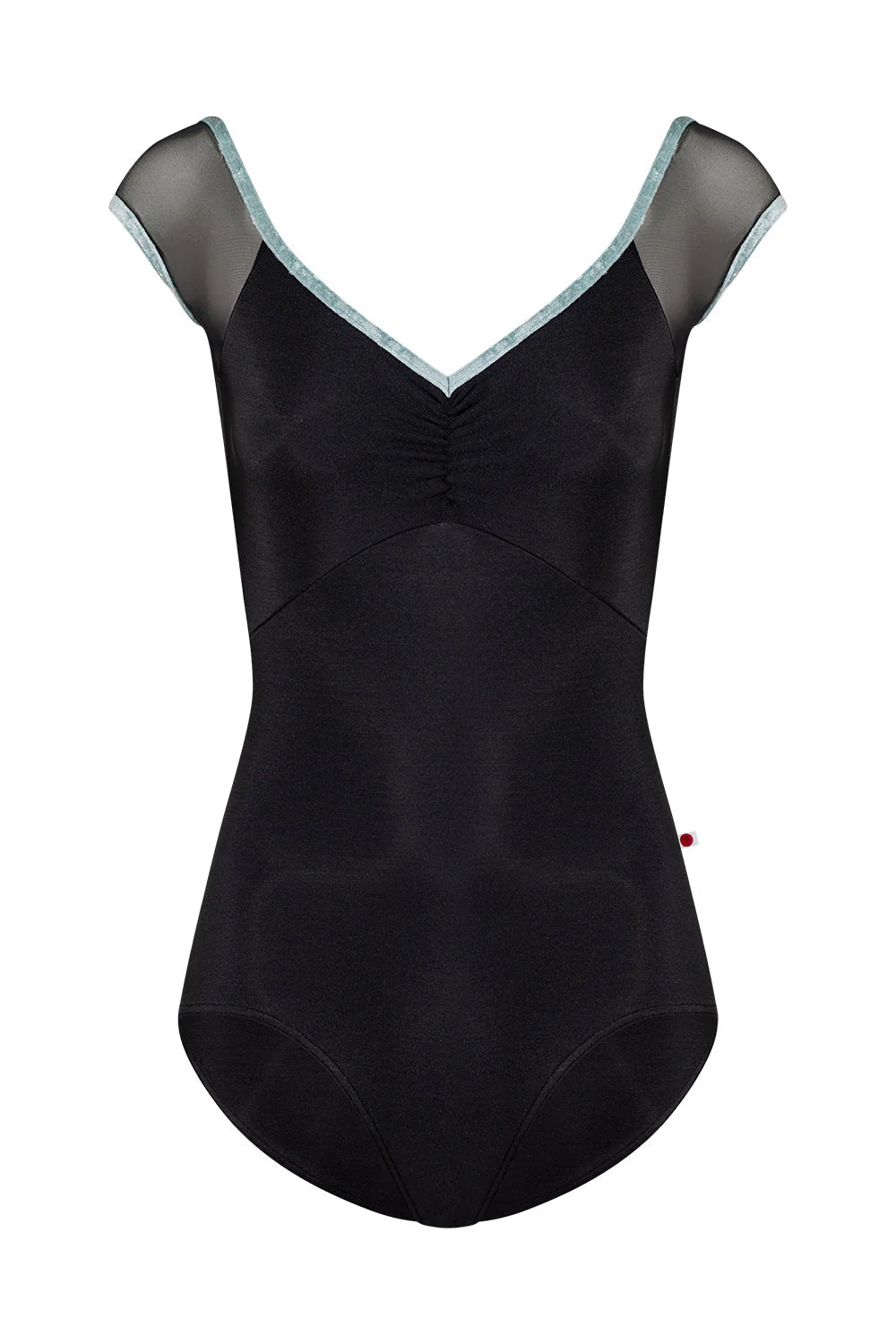 Elli Mesh Cap Sleeve Leotard - Black/Ice