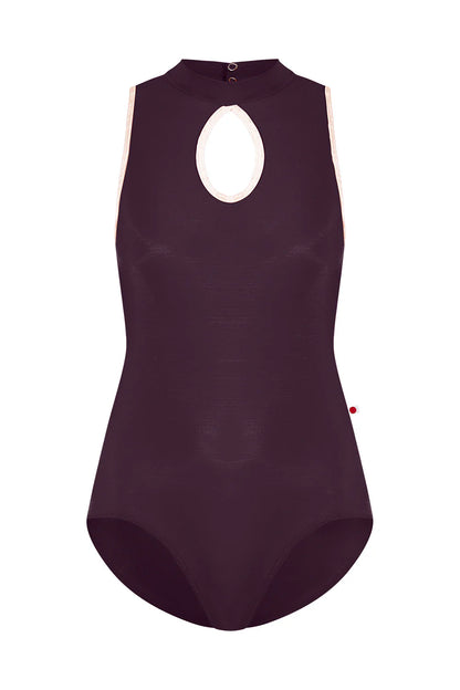 Elise High Neck Leotard - Eggplant