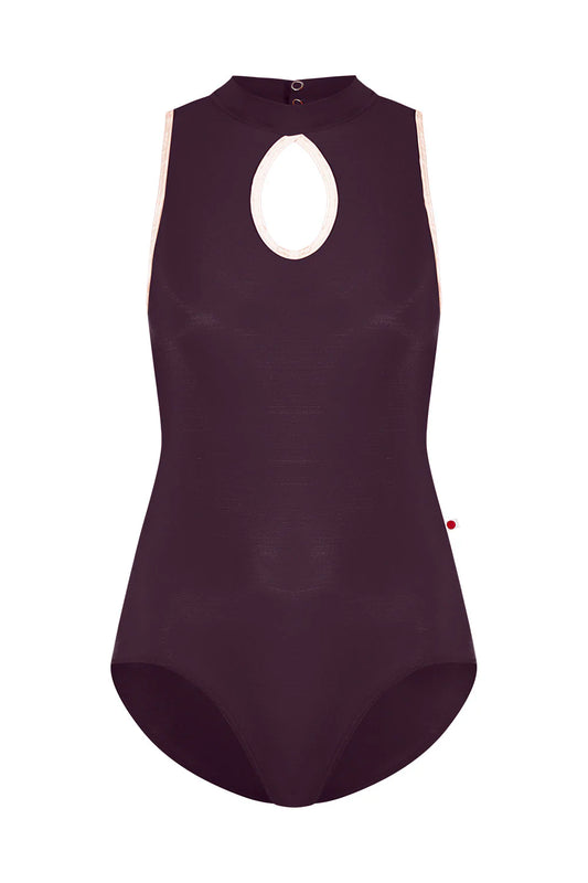Elise High Neck Leotard - Eggplant