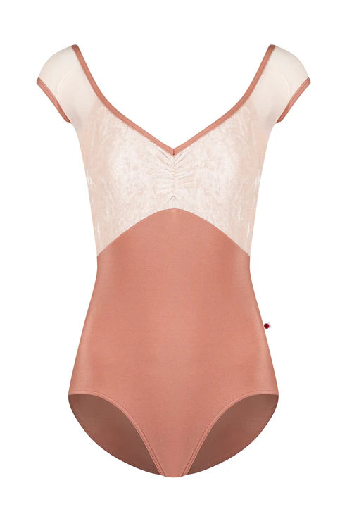 Elli Mesh Cap Sleeve Leotard - Rosewood