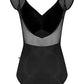 Elli Mesh Cap Sleeve Leotard - Black Velvet