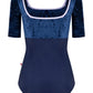 Marieke Duo Half Sleeve Leotard - Dark Blue
