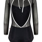 Olivia Mesh Long Sleeve Leotard - Black
