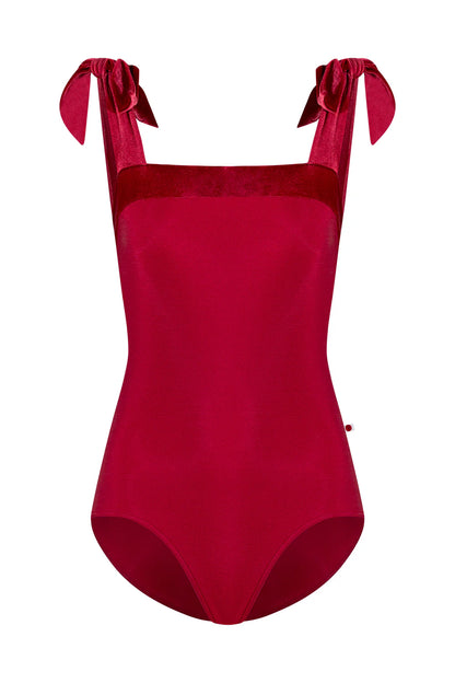 Mimi Shoulder Tie Leotard - Berry