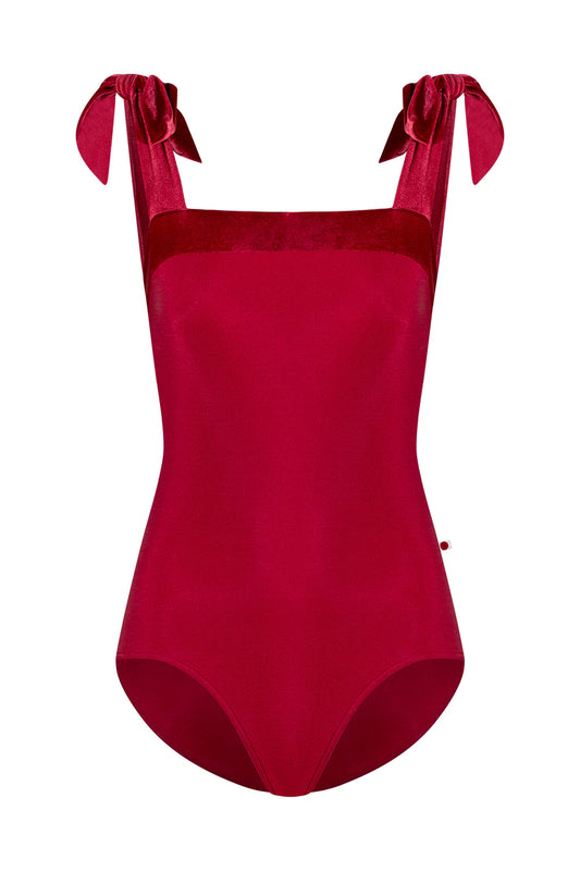 Mimi Shoulder Tie Leotard - Berry