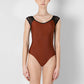 Nina Mesh Cap Sleeve Leotard - Bronze