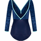 Alicia Velvet Long Sleeve Leotard - Dark Blue