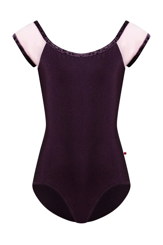 Girls Wendy Cap Sleeve Leotard - Eggplant