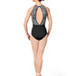 Printed Bodice Halter Leotard - M4039LM