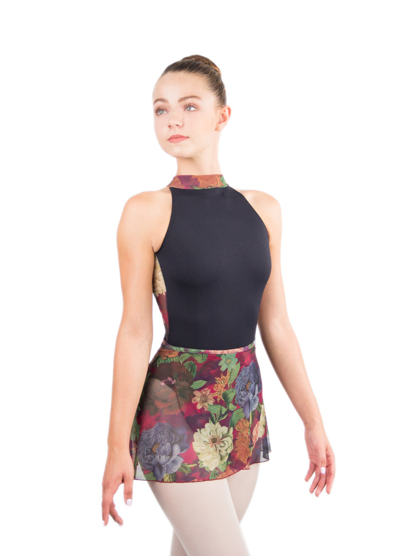 Floral Mesh Print Wrap Skirt - Lida