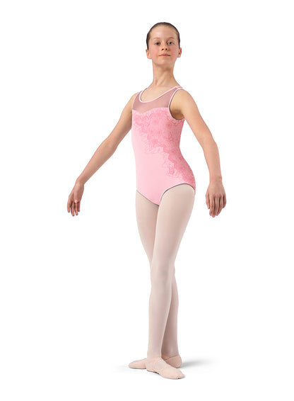 Girls Lace Mesh Tank Leotard - CL4175